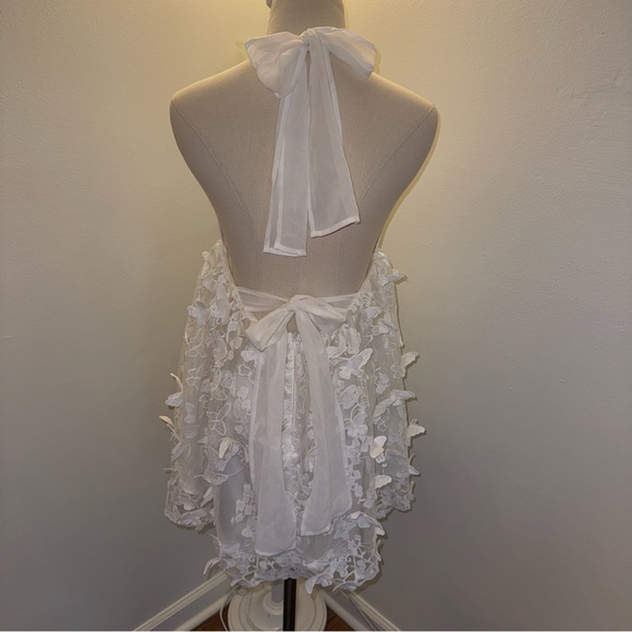 American Threads Women’s L White Butterfly Babydoll Mini Dress - Picture 11 of 11